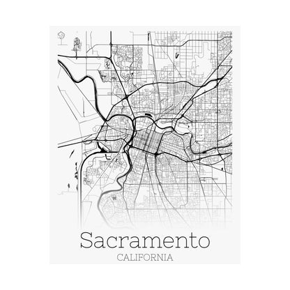 Sacramento California City Map Matte Vertical Posters