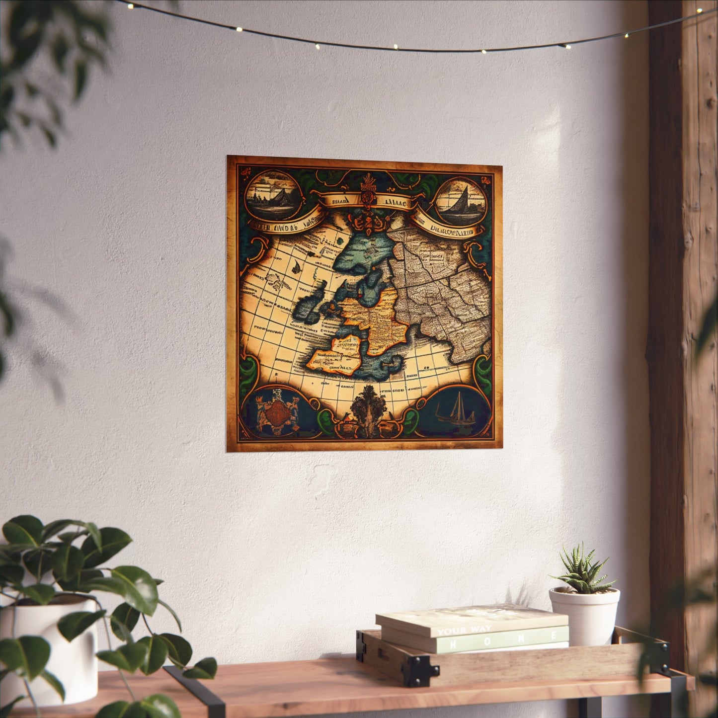 Old Map No: 09 Square Matte Poster, Vintage Poster