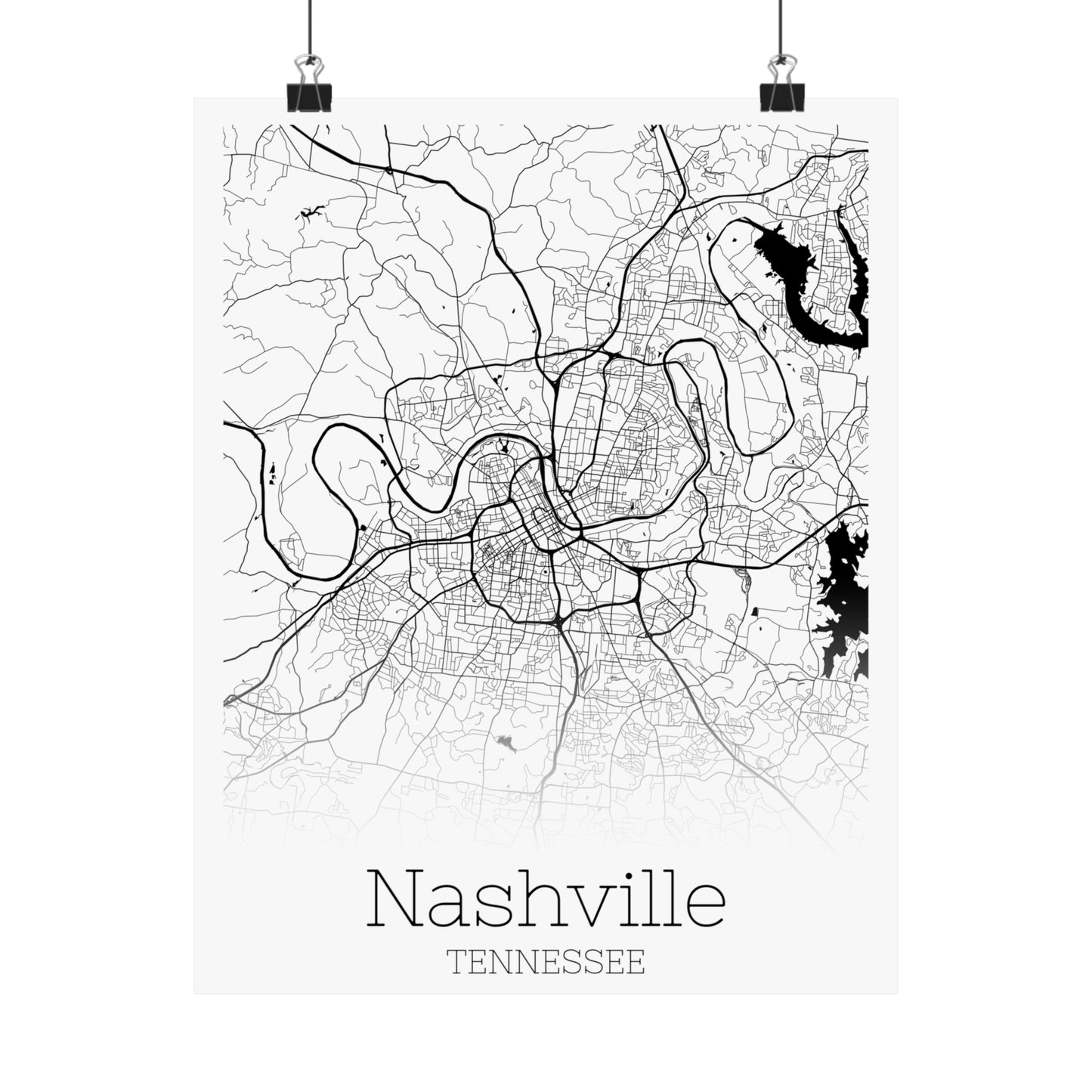 Nashville Tennessee City Map Matte Vertical Posters