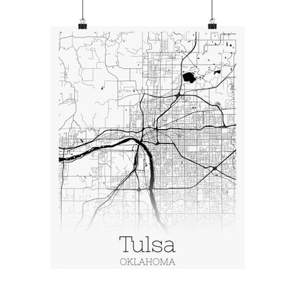 Tulsa Oklahoma City Map Matte Vertical Posters