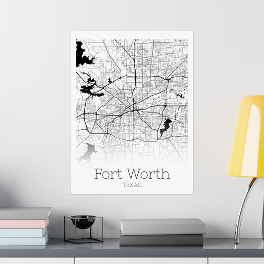 Fort Worth Texas City Map Matte Vertical Posters