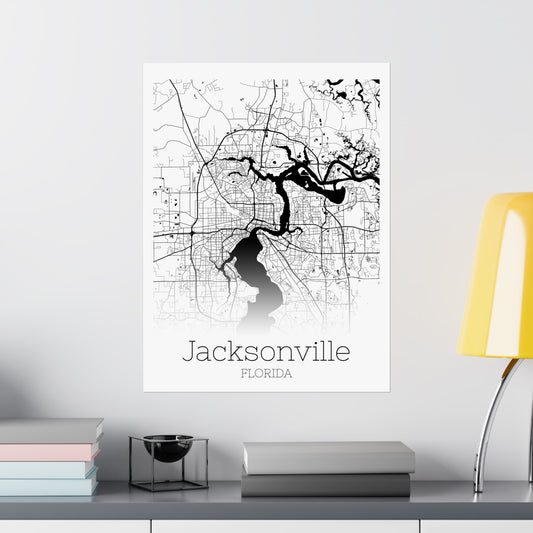 Jacksonville Florida City Map Matte Vertical Posters