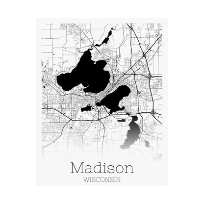 Madison Wisconsin City Map Matte Vertical Posters