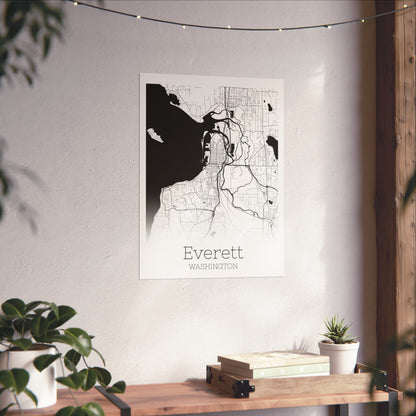 Everett Washington City Map Matte Vertical Posters