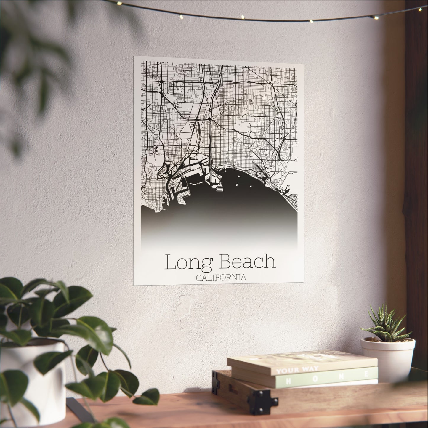 Long Beach California City Map Matte Vertical Posters