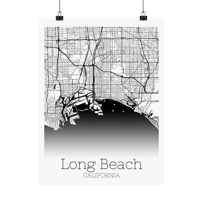 Long Beach California City Map Matte Vertical Posters