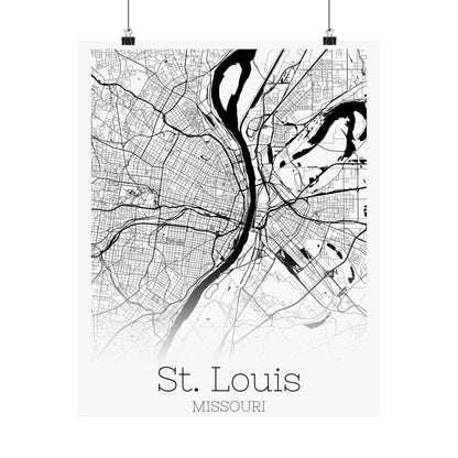 St Louis Missouri City Map Matte Vertical Posters