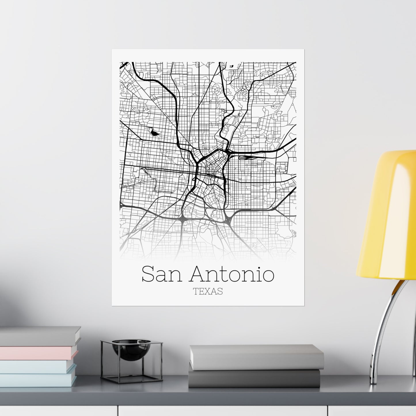 San Antonio Texas City Map Matte Vertical Posters