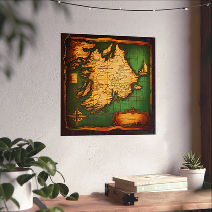 Old Map No: 05 Square Matte Poster, Vintage Poster