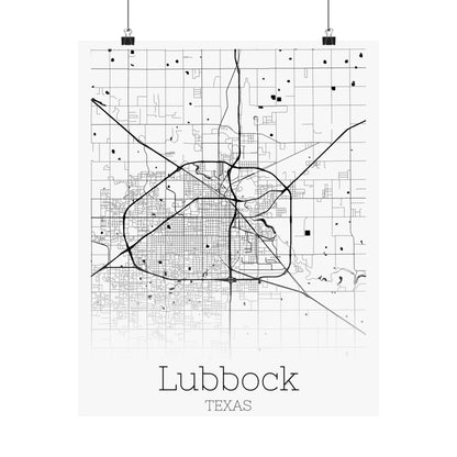 Lubbock Texas City Map Matte Vertical Posters