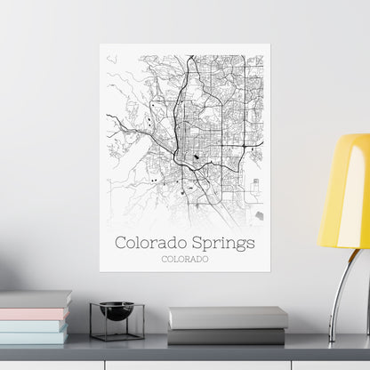 Colorado Springs Colorado City Map Matte Vertical Posters