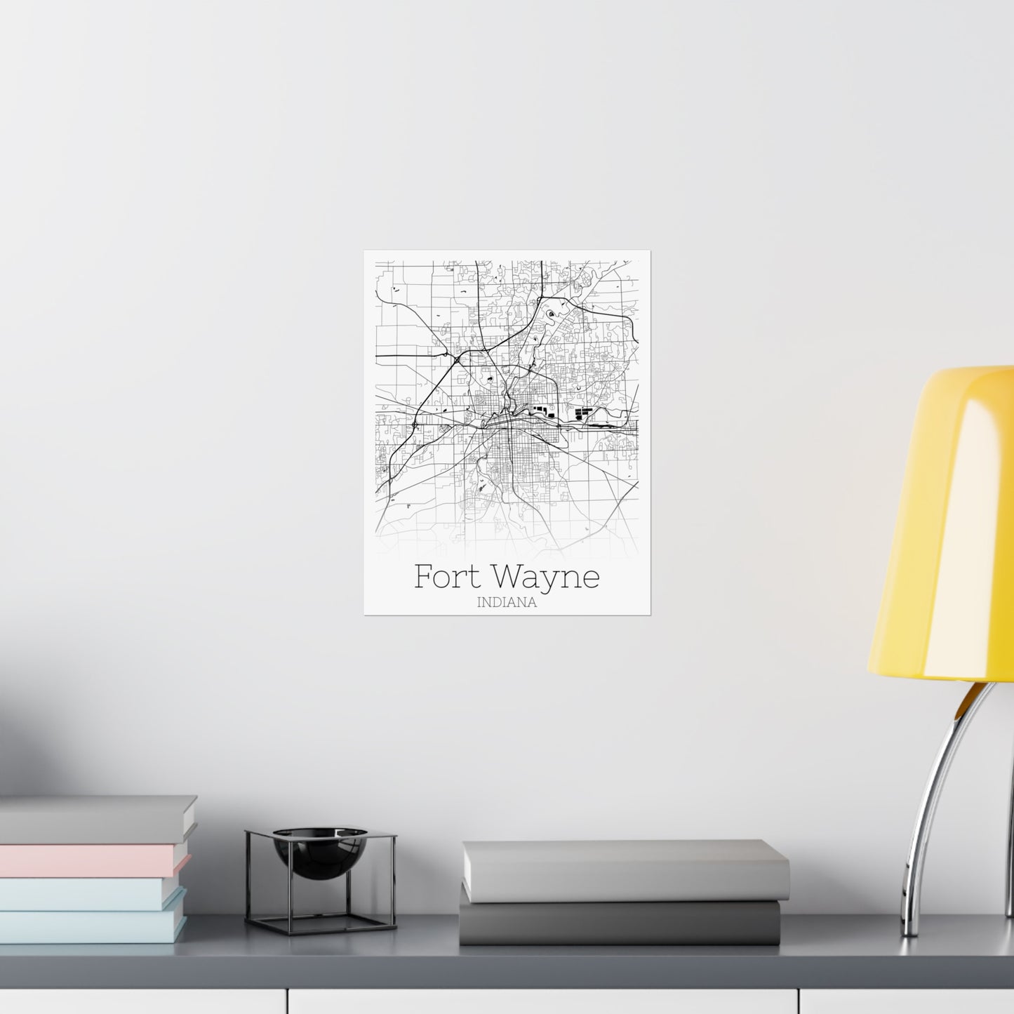 Fort Wayne Indiana City Map Matte Vertical Posters