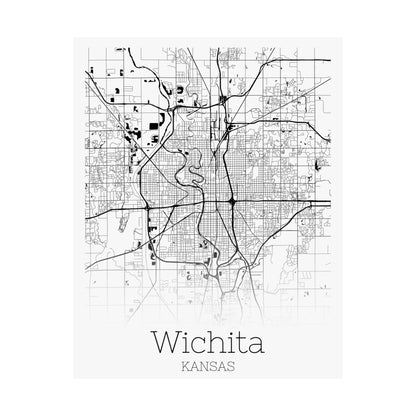 Wichita Kansas City Map Matte Vertical Posters