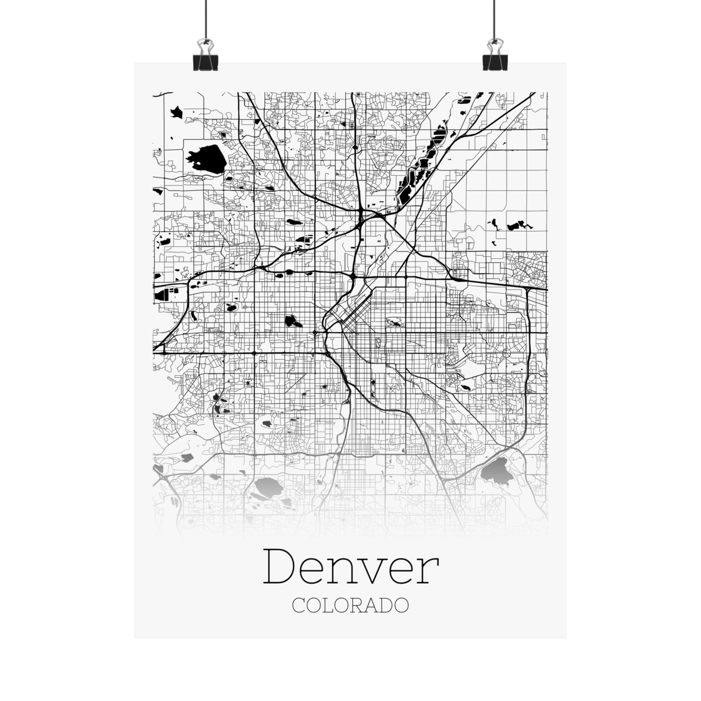 Denver Colorado City Map Matte Vertical Posters