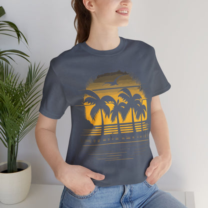 Sunset With Palm Trees T-Shirt, Dark Sunset, Palm Beach T-Shirt