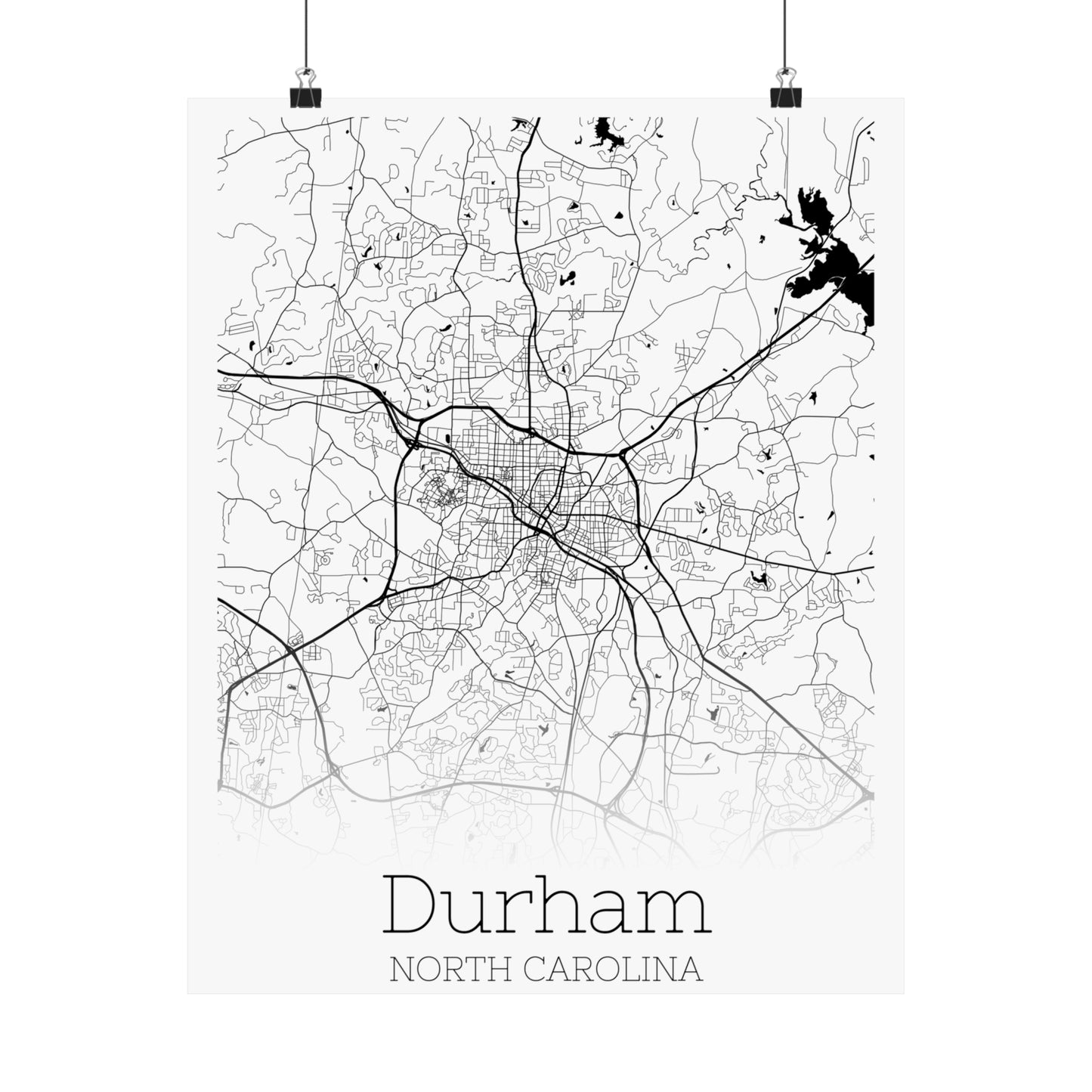 Durham North Carolina City Map Matte Vertical Posters