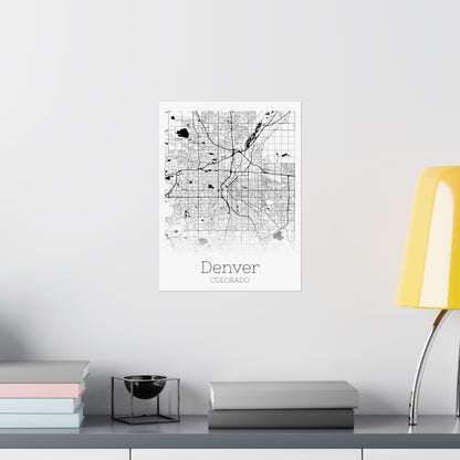 Denver Colorado City Map Matte Vertical Posters