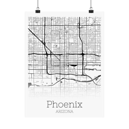 Phoenix Arizona City Map Matte Vertical Posters