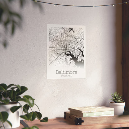 Baltimore Maryland City Map Matte Vertical Posters