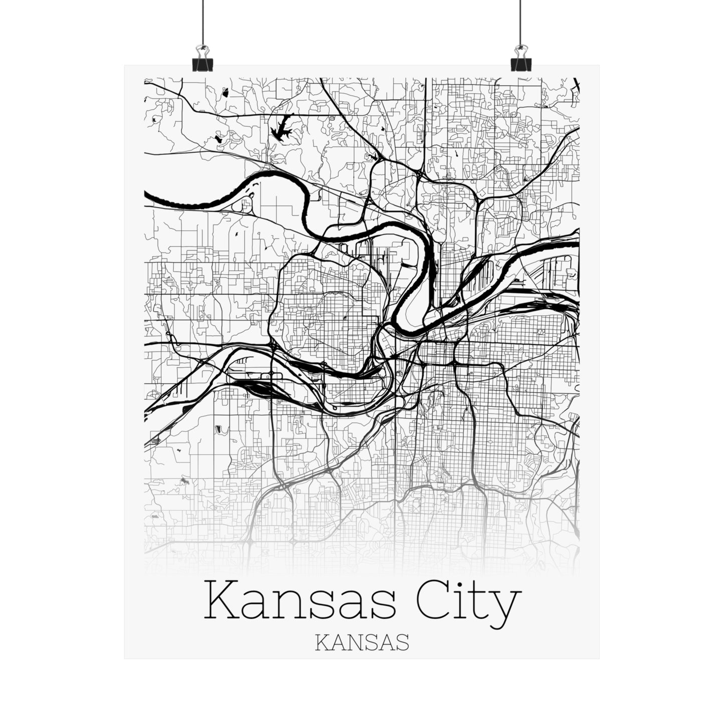 Kansas City Kansas City Map Matte Vertical Posters