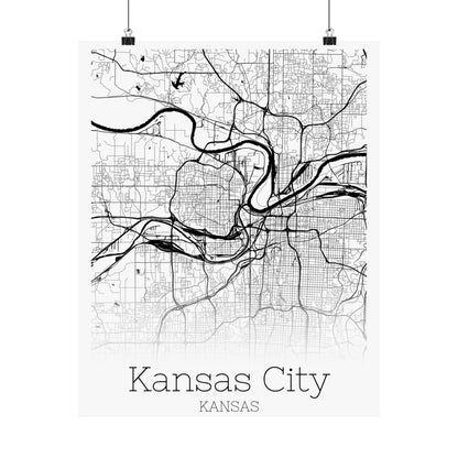 Kansas City Kansas City Map Matte Vertical Posters