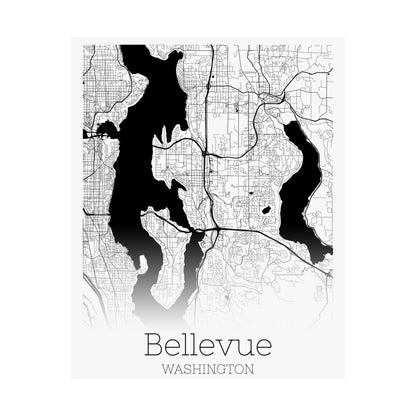 Bellevue Washington City Map Matte Vertical Posters