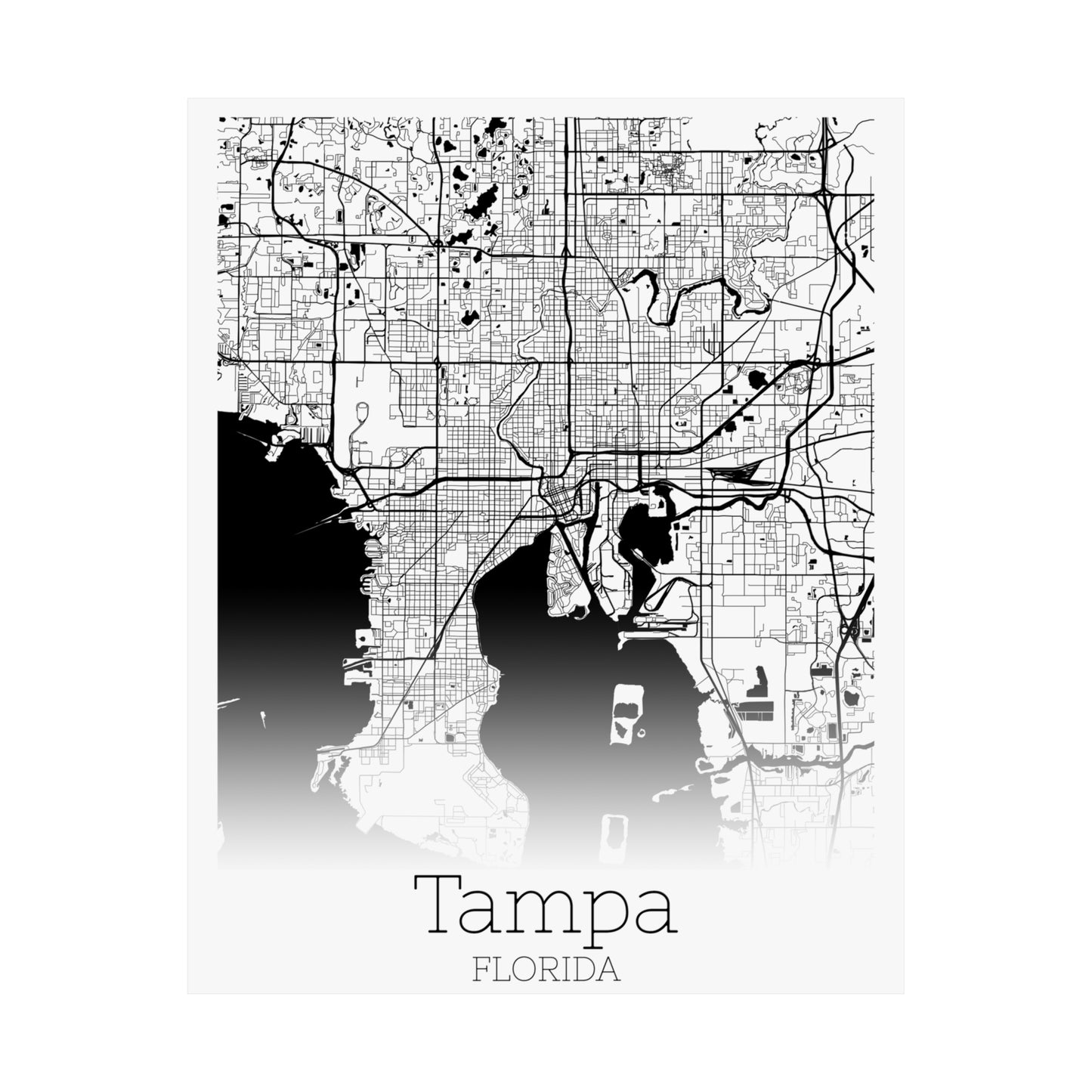 Tampa Florida City Map Matte Vertical Posters