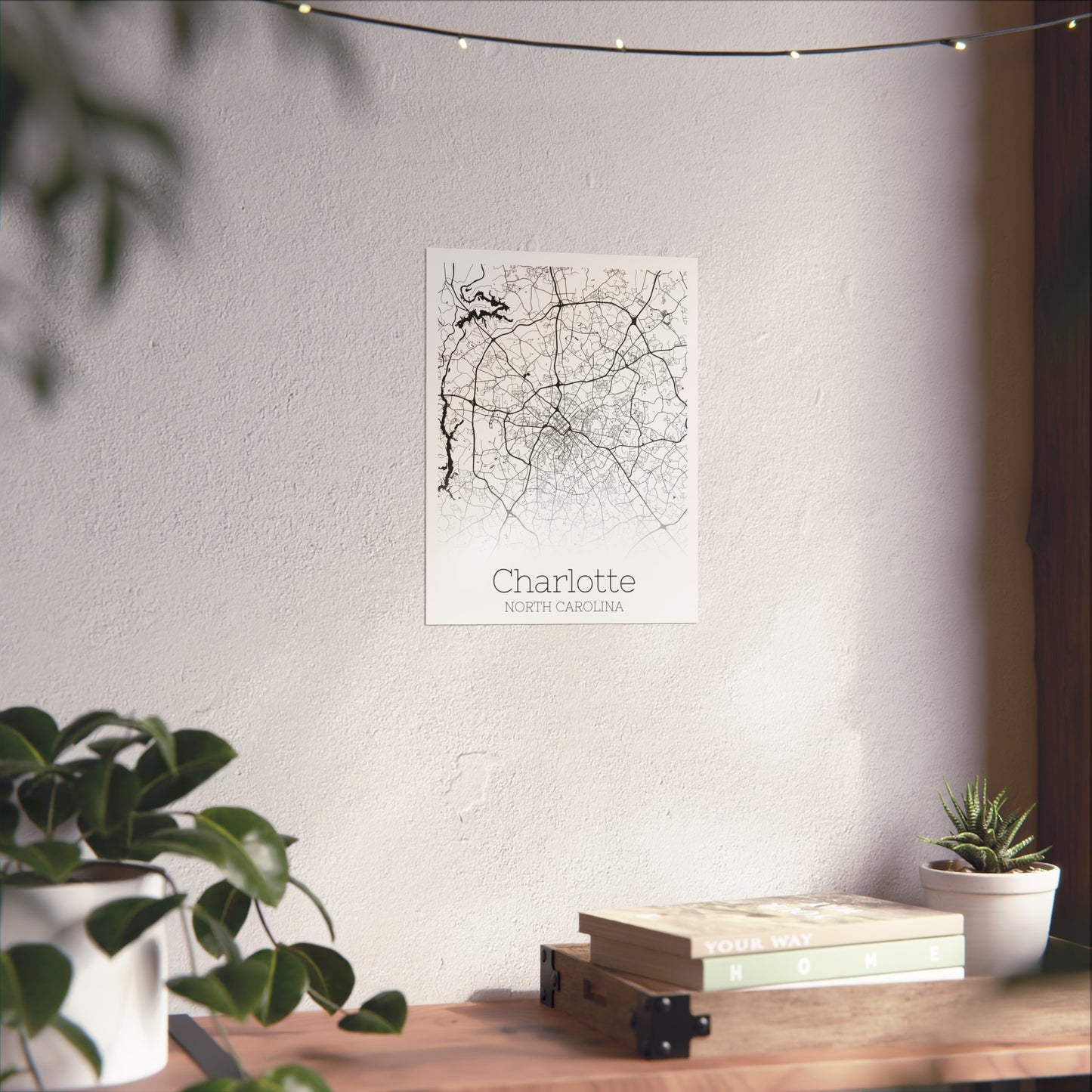 Charlotte North Carolina City Map Matte Vertical Posters