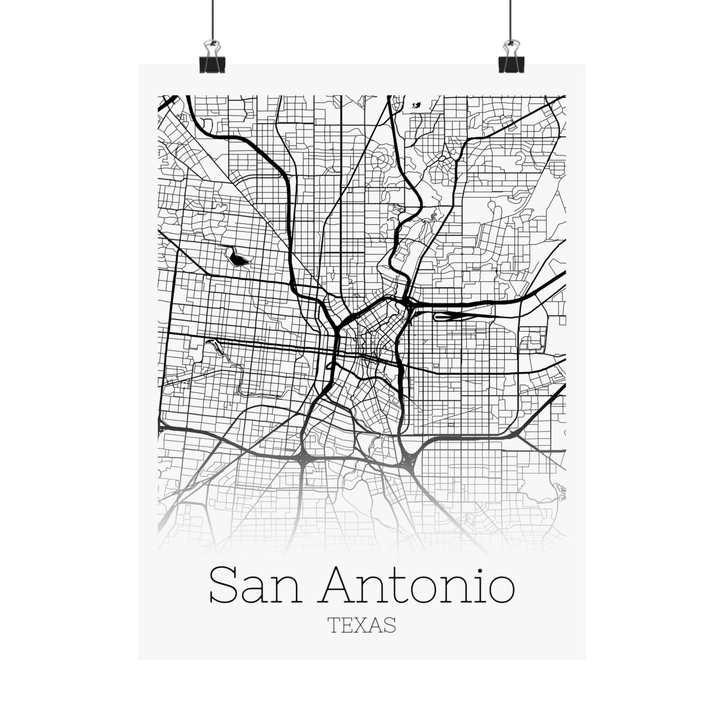 San Antonio Texas City Map Matte Vertical Posters