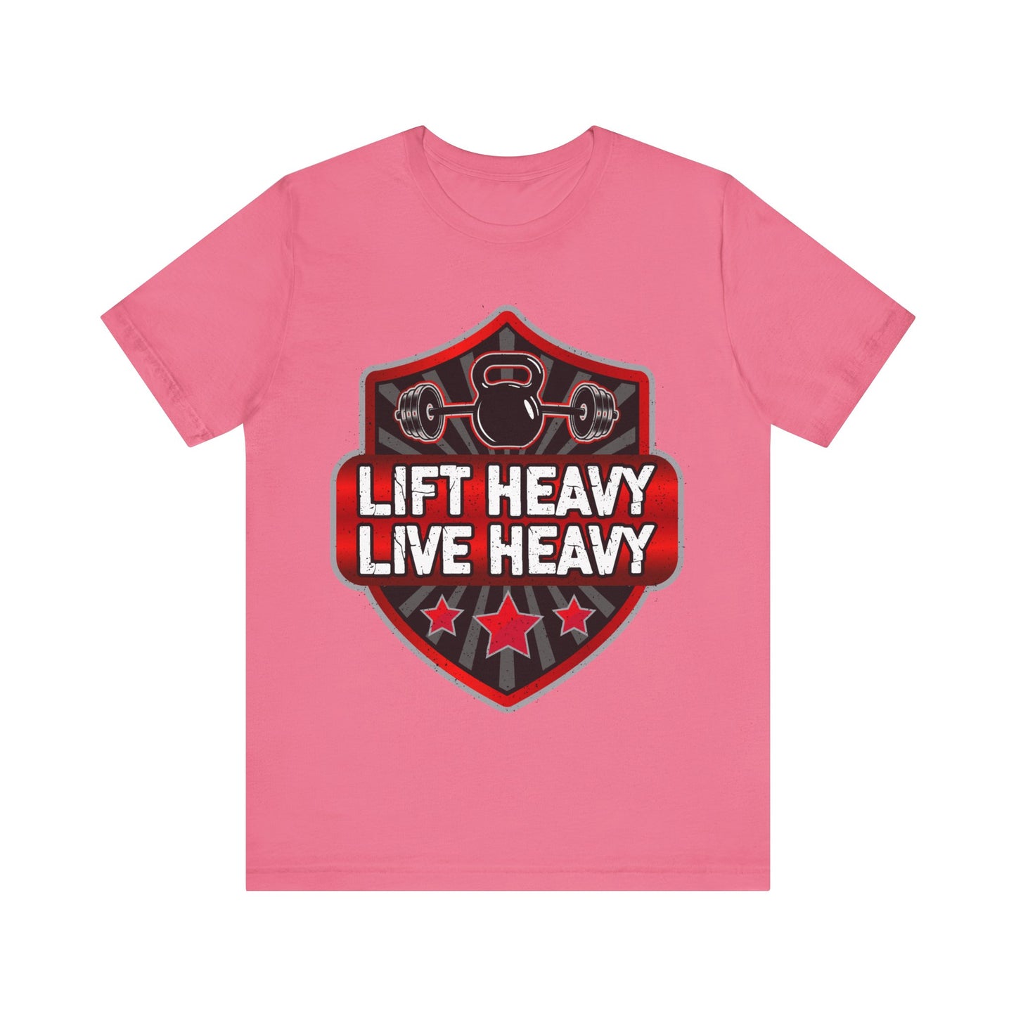 Lift Heavy Live Heavy T-Shirt, Gym Workout Fitness T-Shirt