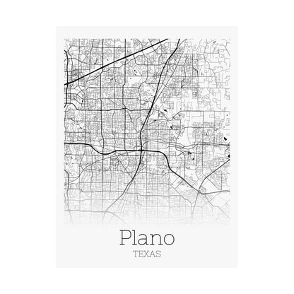 Plano Texas City Map Matte Vertical Posters