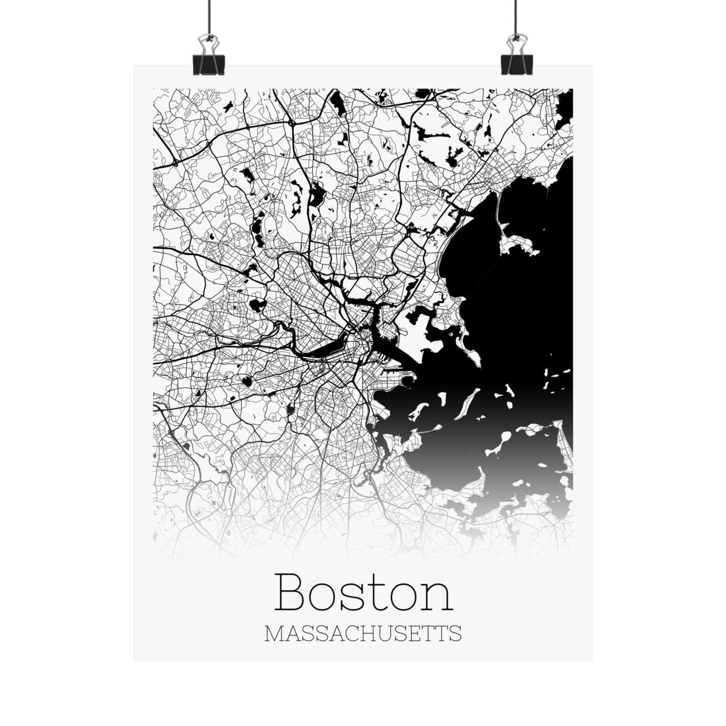Boston Massachusetts City Map Matte Vertical Posters