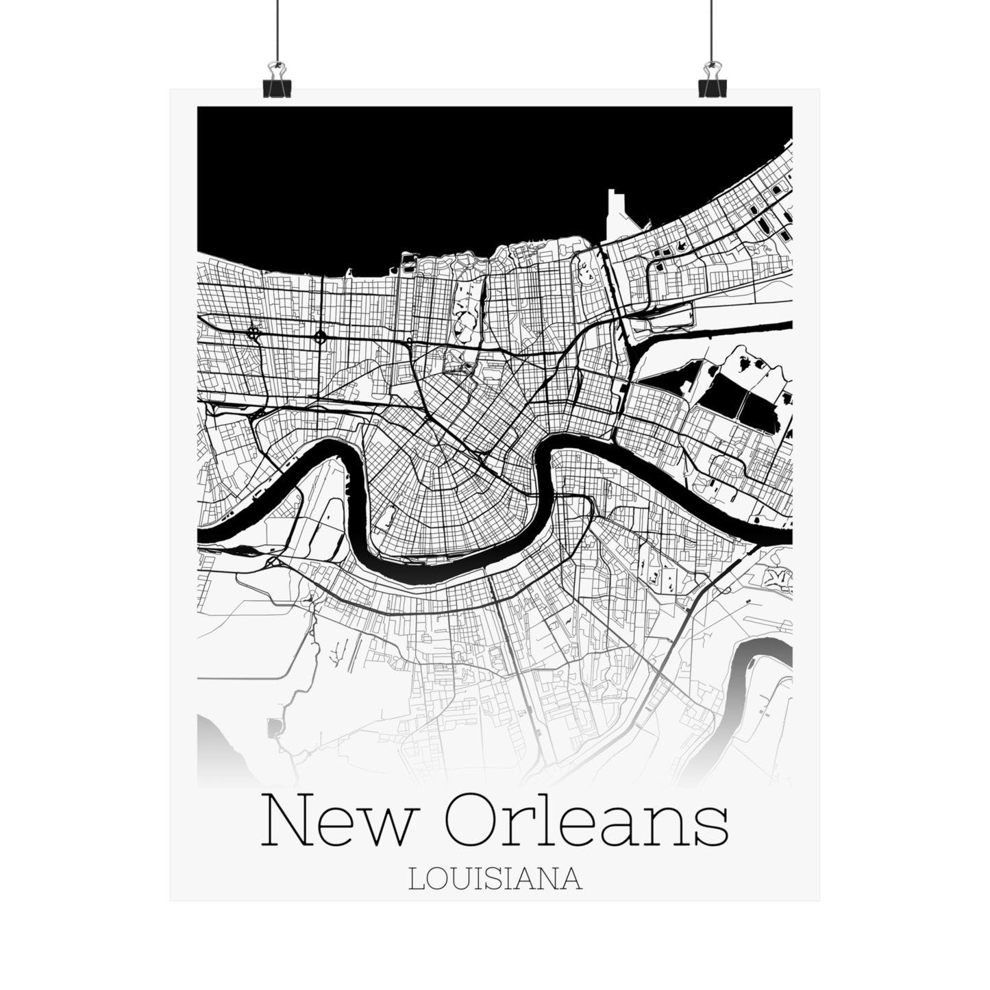 New Orleans Louisiana City Map Matte Vertical Posters