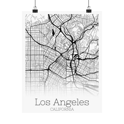 Los Angeles California City Map Matte Vertical Posters