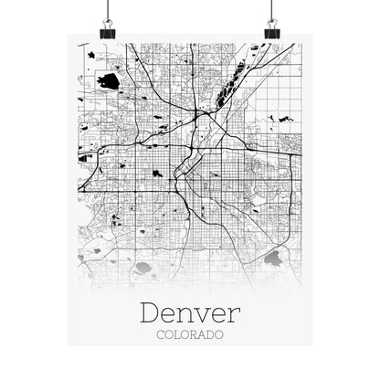 Denver Colorado City Map Matte Vertical Posters