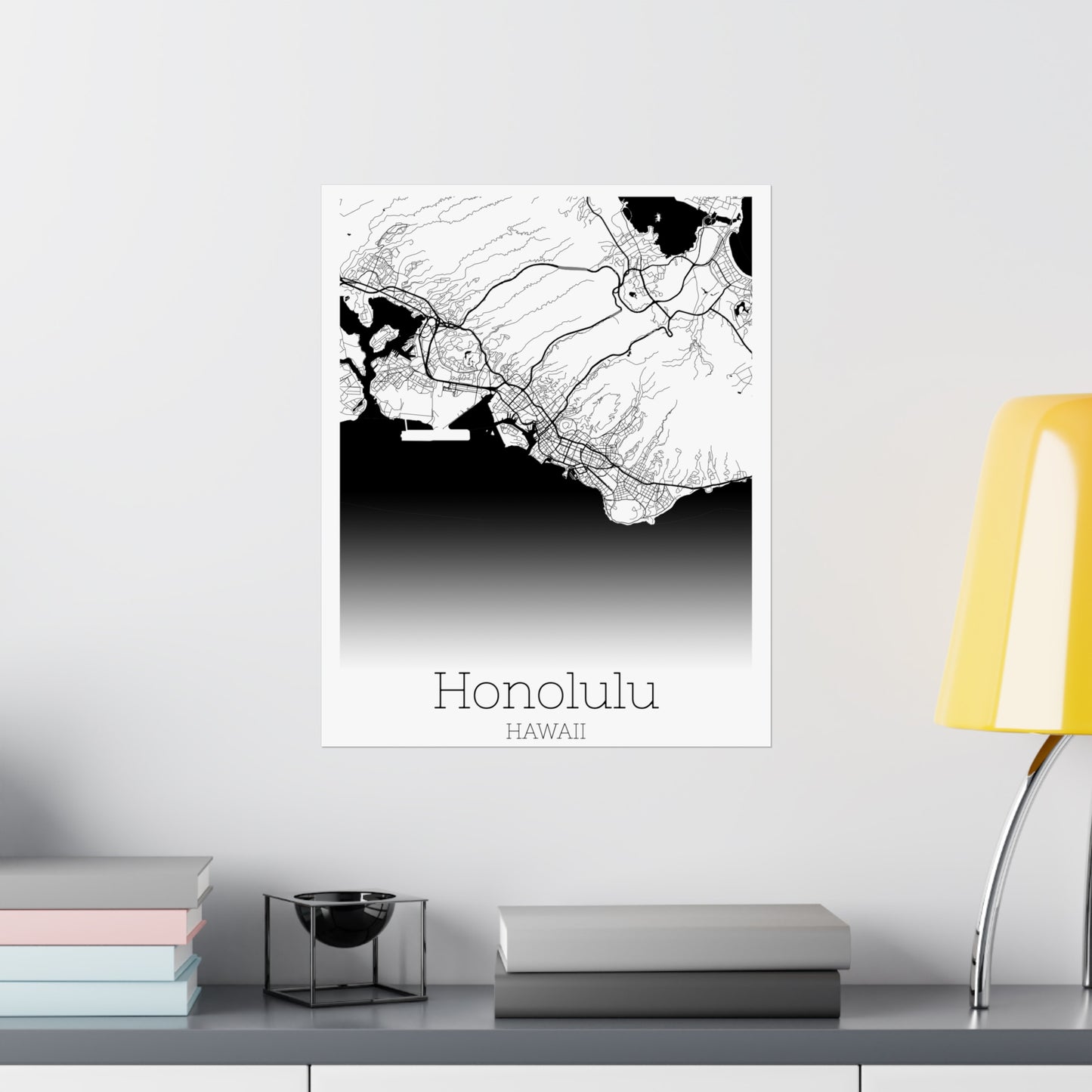 Honolulu Hawaii City Map Matte Vertical Posters