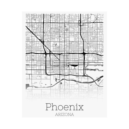 Phoenix Arizona City Map Matte Vertical Posters