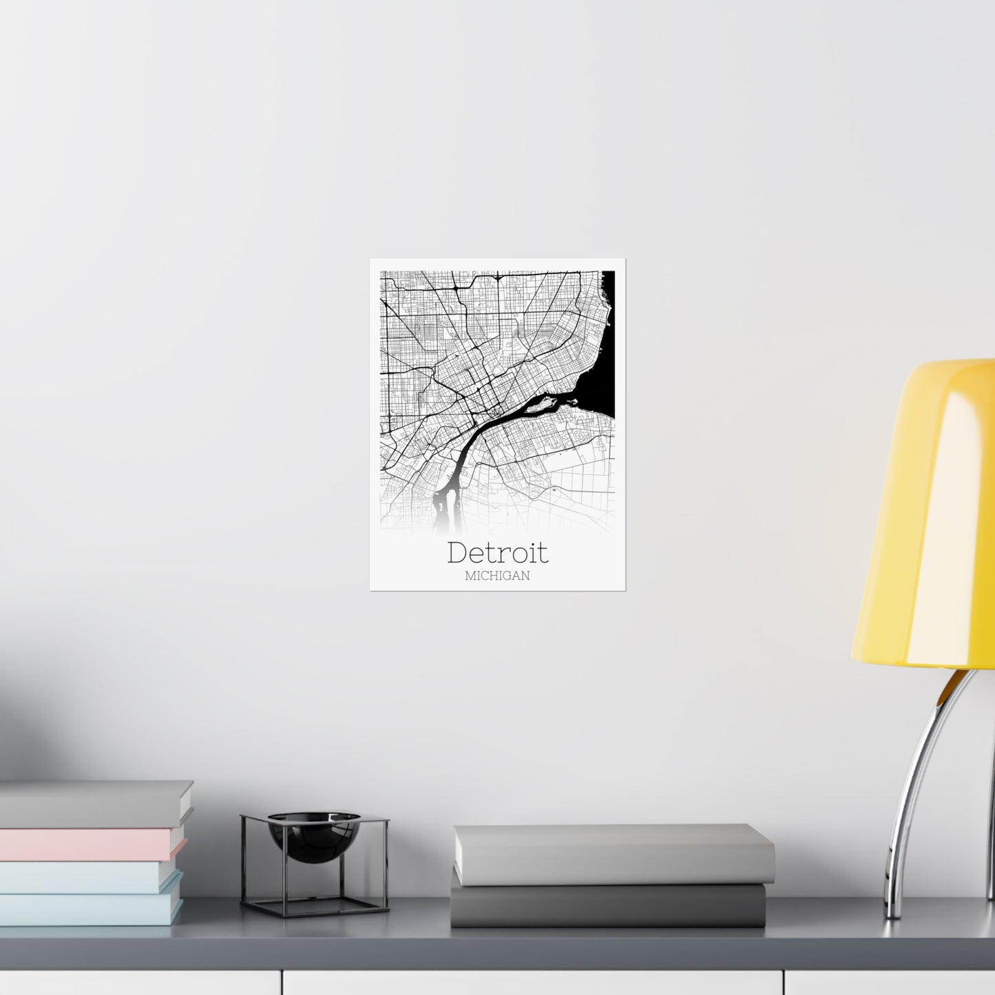 Detroit Michigan City Map Matte Vertical Posters