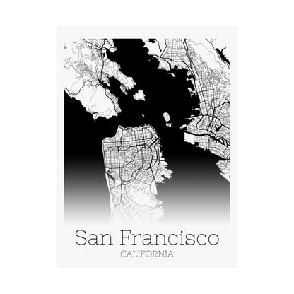 San Francisco California City Map Matte Vertical Posters