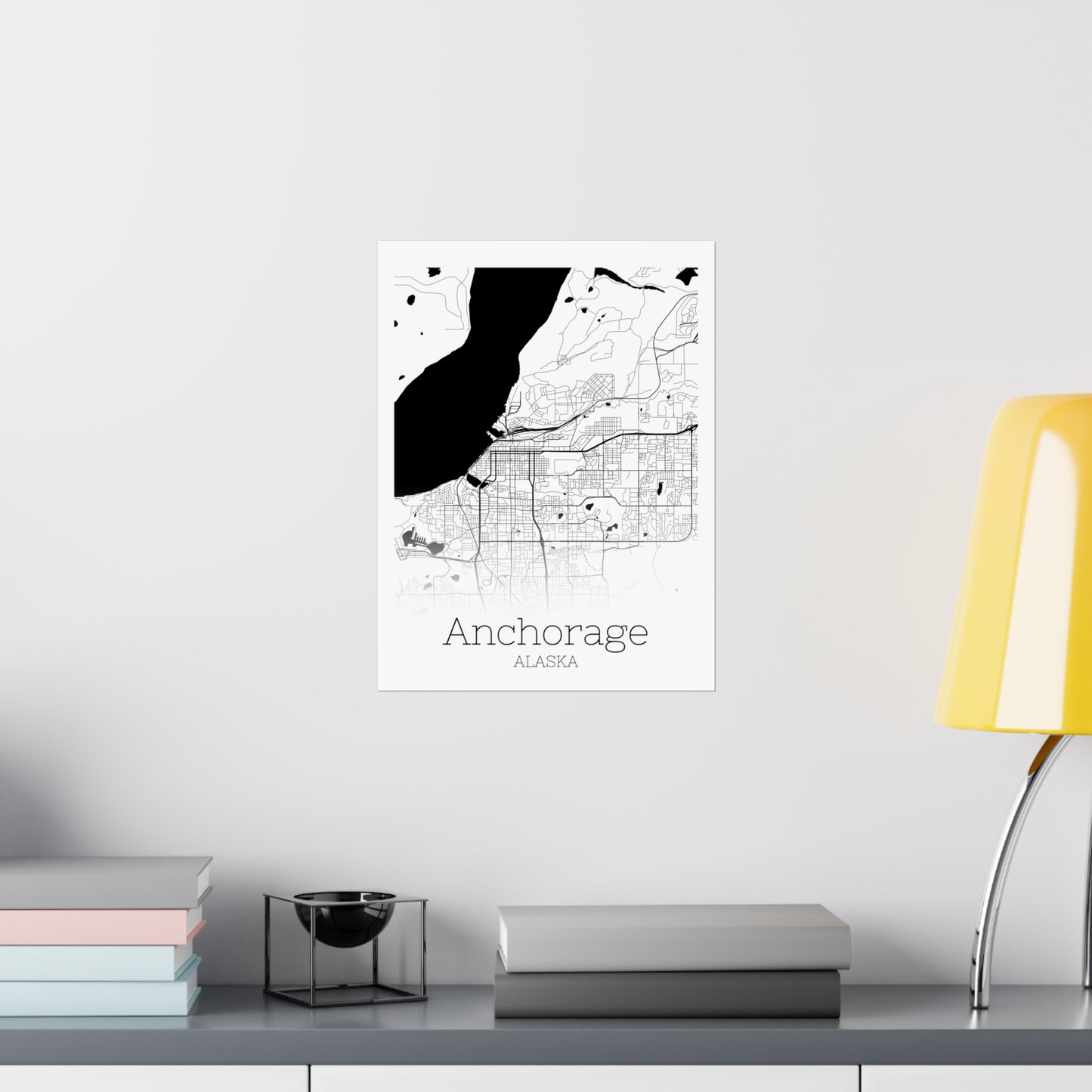 Anchorage Alaska City Map Matte Vertical Posters