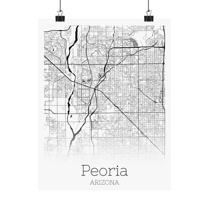 Peoria Arizona City Map Matte Vertical Posters