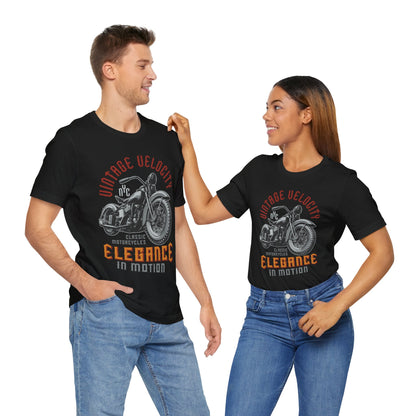 Vintage Velocity Elegance in Motion T-Shirt, Motorcycle T-Shirt, Chopper, Custom Bike T-Shirt