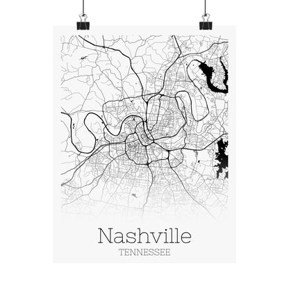 Nashville Tennessee City Map Matte Vertical Posters