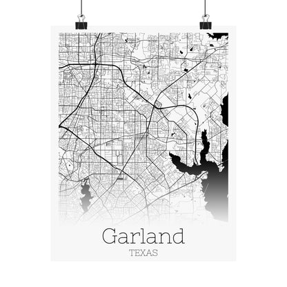 Garland Texas City Map Matte Vertical Posters