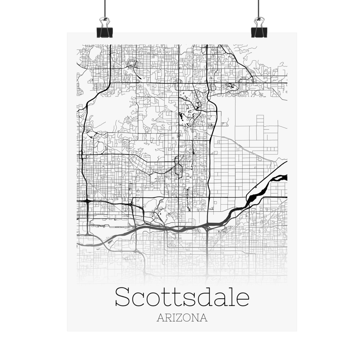 Scottsdale Arizona City Map Matte Vertical Posters