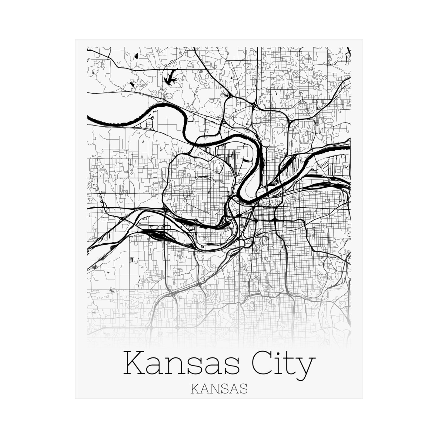 Kansas City Kansas City Map Matte Vertical Posters