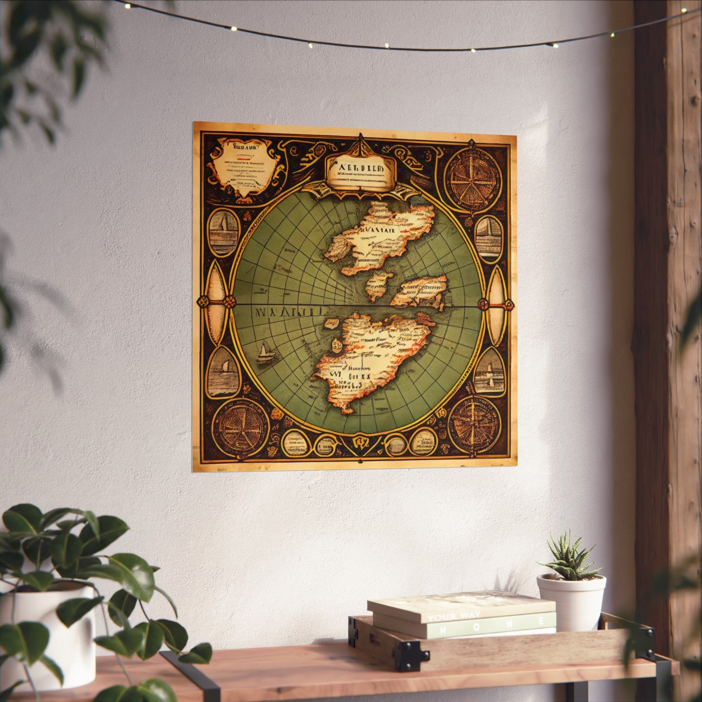 Old Map No: 17 Square Matte Poster, Vintage Poster