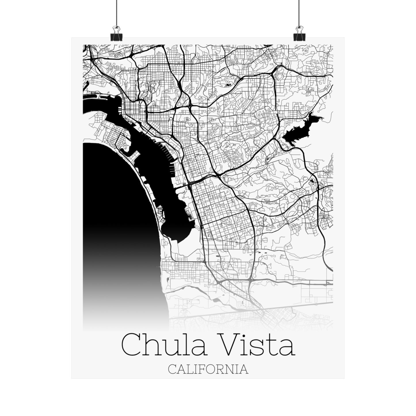 Chula Vista California City Map Matte Vertical Posters