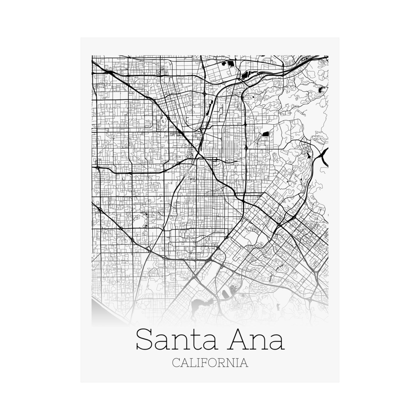 Santa Ana California City Map Matte Vertical Posters