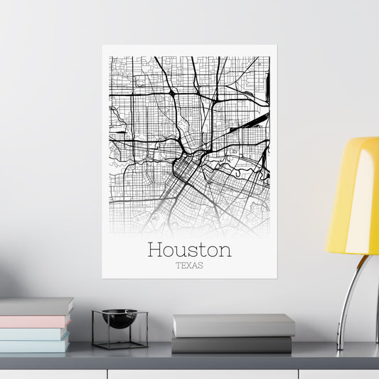 Houston Texas City Map Matte Vertical Posters